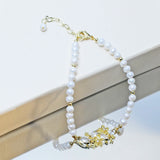 Natural Pearl Bracelet Flower Clover Hand String for Women