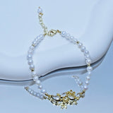Natural Pearl Bracelet Flower Clover Hand String for Women