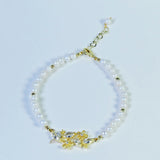 Natural Pearl Bracelet Flower Clover Hand String for Women