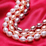 Pink Pearl Necklace, 925 Silver, Flower Zircon Pendant