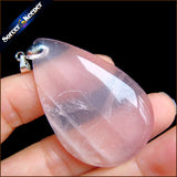 Rose Quartz Crystal Pendant Necklace for Women's Jewelry