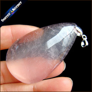Rose Quartz Crystal Gem Stone Pendant Necklace for Women