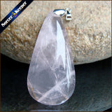 Pink Rose Quartz Crystal Gem Stone Pendant Necklace for Women