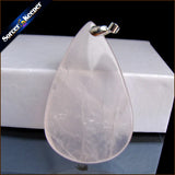 Pink Rose Quartz Crystal Pendant Necklace for Women