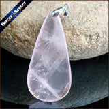 Pink Rose Quartz Crystal Gem Stone Pendant Necklace for Women
