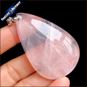 Pink Rose Quartz Crystal Pendant Necklace for Women