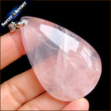 Pink Rose Quartz Crystal Pendant Necklace for Women