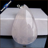 Pink Rose Quartz Crystal Pendant Necklace for Women