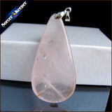 Pink Rose Quartz Crystal Gem Stone Pendant Necklace for Women