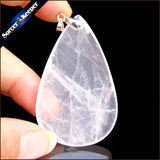 Pink Rose Quartz Crystal Pendant Necklace for Women