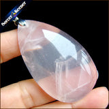 Rose Quartz Crystal Pendant Necklace for Women