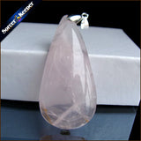 Pink Rose Quartz Crystal Gem Stone Pendant Necklace for Women