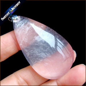 Rose Quartz Crystal Gem Stone Pendant Necklace for Women