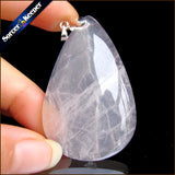 Pink Rose Quartz Crystal Pendant Necklace for Women