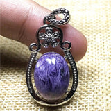 Natural Purple Charoite Crystal Necklace Pendant Oval Gemstone AAAAA