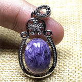 Natural Purple Charoite Crystal Necklace Pendant Oval Gemstone AAAAA