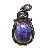 Natural Purple Charoite Crystal Necklace Pendant Oval Gemstone AAAAA