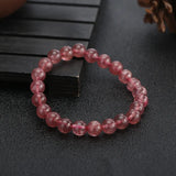 Genuine Red Strawberry Crystal Stretch Bead Bracelet 6/8/10/12mm