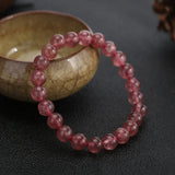 Genuine Red Strawberry Crystal Stretch Bead Bracelet 6/8/10/12mm