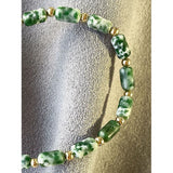 Green Stone Beads Stretch Bracelet for Women