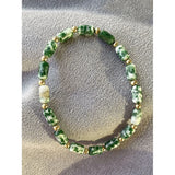 Green Stone Beads Stretch Bracelet for Women