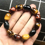 Natural Tiger's Eye Bracelet Colorful Crystal Beads Stretch Jewelry AAAAA