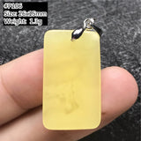 Natural Yellow Amber Pendant Crystal Luck Gift Silver Necklace