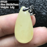 Natural Yellow Amber Pendant Crystal Luck Gift Silver Necklace