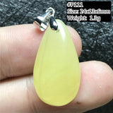 Natural Yellow Amber Pendant Crystal Luck Gift Silver Necklace