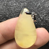 Yellow Amber Pendant Crystal Water Drop Stone Silver Necklace