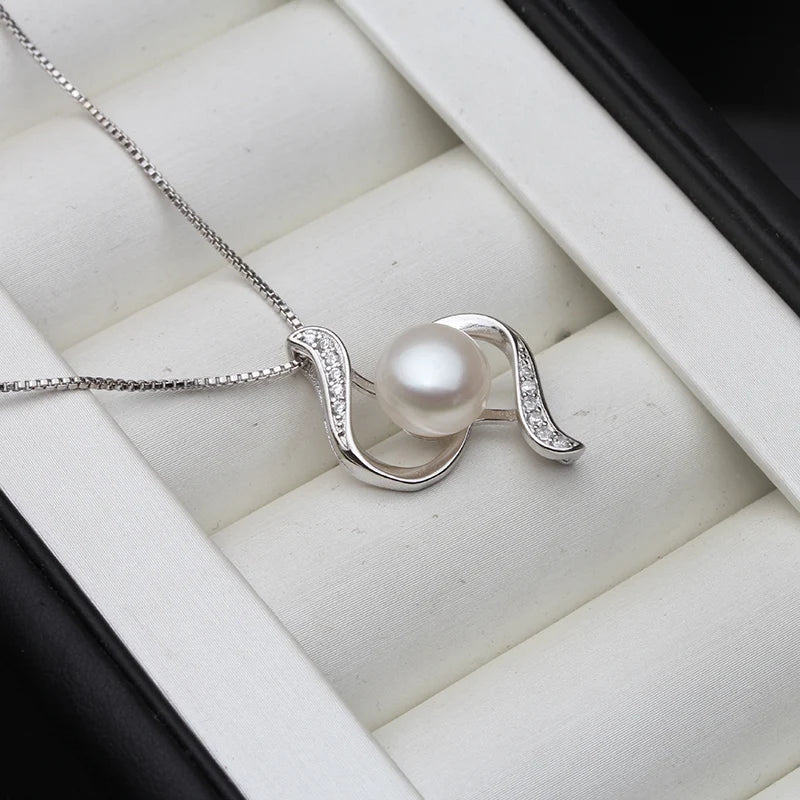 Natural Pearl Pendant, 925 Silver Necklace Girl Birthday Gift