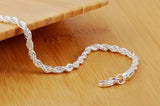 925 Silver Rope Chain Bracelet 4mm Twist Bangle Men Women Jewelry Gift
