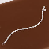 925 Silver Rope Chain Bracelet 4mm Twist Bangle Men Women Jewelry Gift