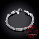 925 Silver Twist Round Chain Bracelet Bangle