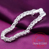 925 Silver Twist Round Chain Bracelet Bangle For Men Women