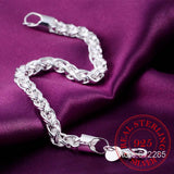 925 Silver Twist Round Chain Bracelet Bangle For Men Women