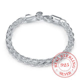 925 Silver Twist Round Chain Bracelet Bangle
