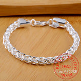 925 Silver Twist Round Chain Bracelet Bangle For Men Women