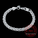 925 Silver Twist Round Chain Bracelet Bangle