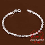 925 Sterling Silver 4mm Rope Chain Bracelet Bangle