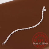 925 Sterling Silver 4mm Rope Chain Bracelet Bangle