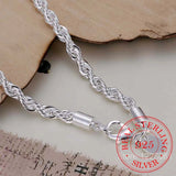 925 Sterling Silver 4mm Rope Chain Bracelet Bangle