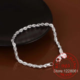925 Sterling Silver 4mm Rope Chain Bracelet Bangle
