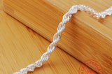 925 Sterling Silver Bracelet 4mm Twist Rope Chain Bangles for Men Women
