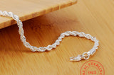 925 Sterling Silver Bracelet 4mm Twist Rope Chain Bangles for Men Women