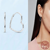 925 Silver Daisy Flower Hoop Heart Stud Earrings Women Jewelry Gift