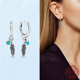 925 Silver Daisy Flower Hoop Heart Stud Earrings Women Jewelry Gift