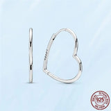 925 Silver Daisy Flower Hoop Heart Stud Earrings Women Jewelry Gift