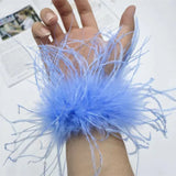 Ostrich Feather Cuffs Wrist Sleeve Furry Feather Snap Bracelet