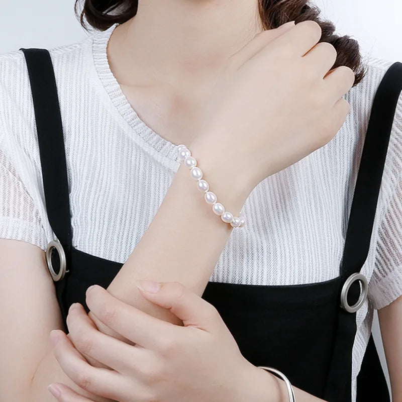 Real Pearl Bracelet AAAA Natural Freshwater Pearl Bangles Jewelry Women